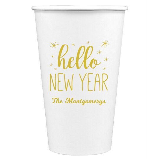 Hello New Year Paper Coffee Cups